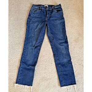 Oliver Logan Slow Denim Stretch Cotton Blue Jeans Raw Hem | Women's 27 p